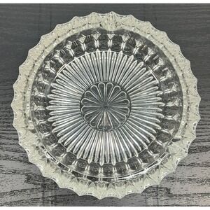 Vintage Indiana Cut Glass Ashtray 7" Large Heavy Crystal‎ 3 Slots Diamond Point